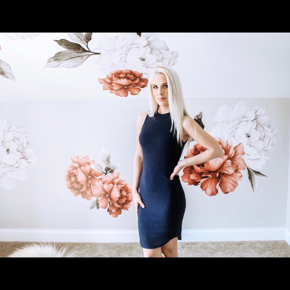 Navy, slim fit dress